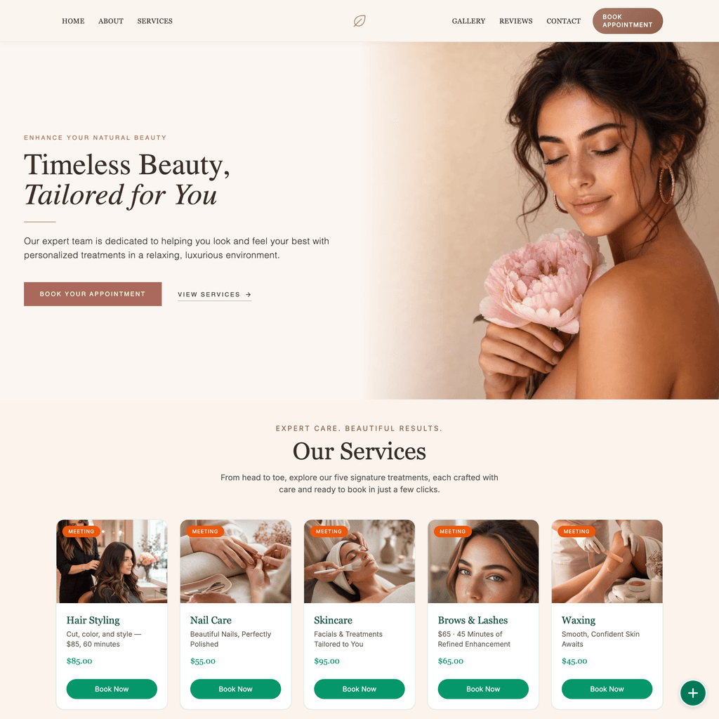 Beauty & wellness website example