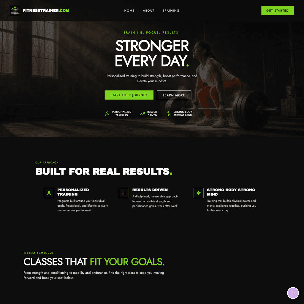 Fitness & training website example